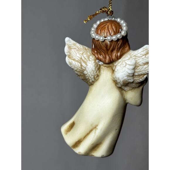 Vintage Pearl halo porcelain Christmas ornament house of Lloyd playing harp - Picture 8 of 12